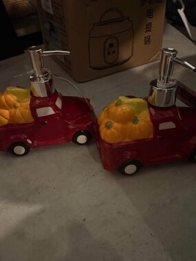 Red Truck Pumpkin Soap Dispenser -